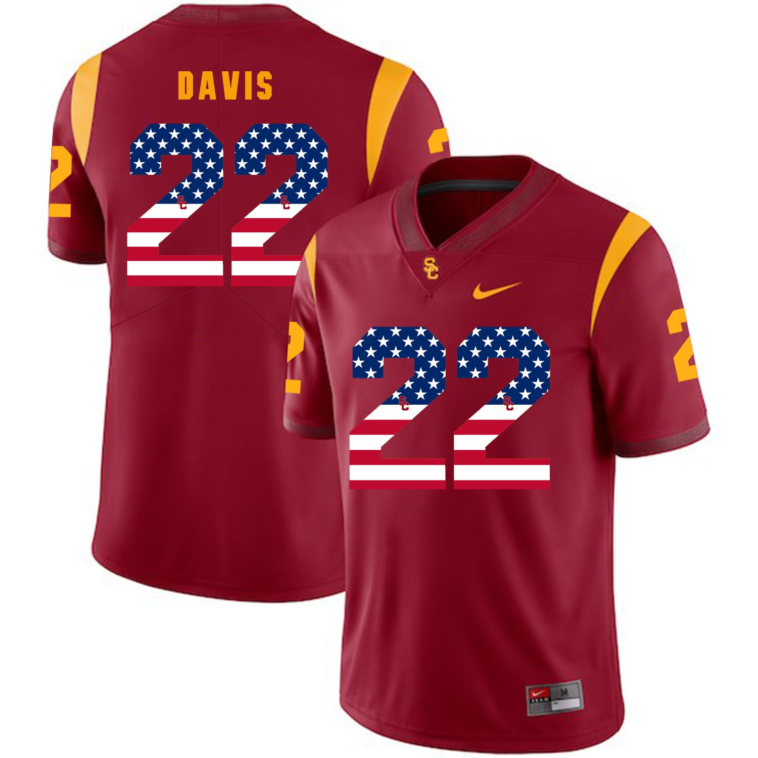 Men USC Trojans 22 Davis Red Flag Customized NCAA Jerseys